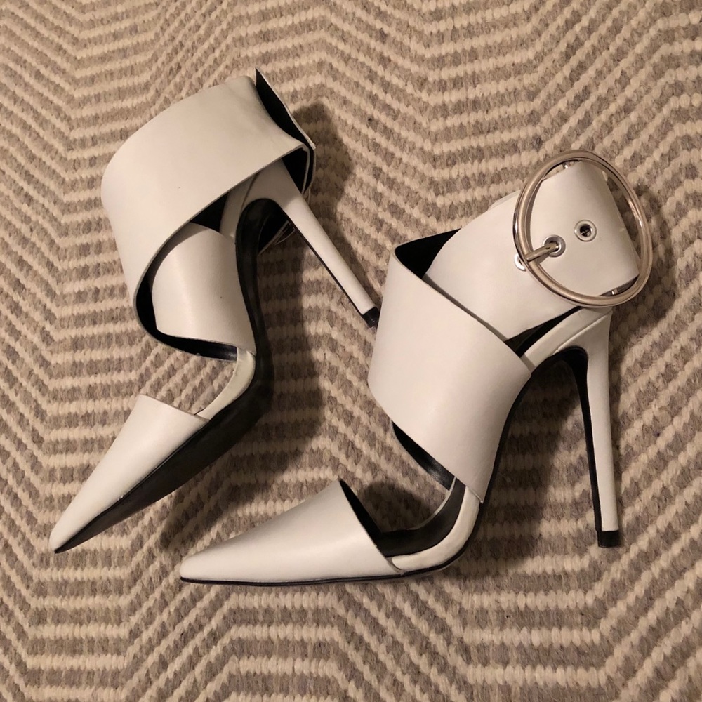 Zara White Heels with Buckle